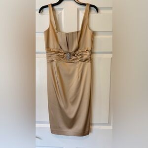 Gold colored, elegant cocktail dress